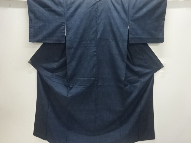 JAPANESE KIMONO / ANTIQUE TORTOISESHELL PATTERN WOVEN TSUMUGI KIMONO